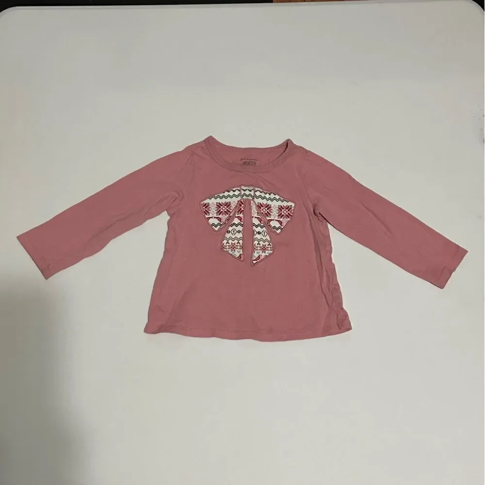 First Impressions Christmas pattern pink girls 2 piece set size 24 months